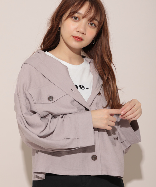 apres jour（アプレジュール）の「フードCPOシャツ【ZOZOTOWN限定アイテム】（シャツ/ブラウス・レディース・ベージュ/ラベンダー/その他・フリー）」の2枚目の写真