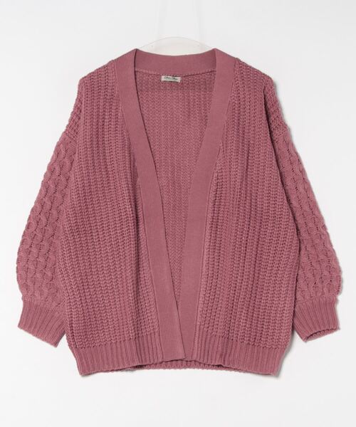 STYLEBLOCK(スタイルブロック)の「袖アラン柄ざっくりビッグシルエットケーブルカーディガン(カーディガン/ボレロ・レディース・ブラウン系その他/ピンク系その他/アイボリー/ブラック・M)」の4枚目の写真