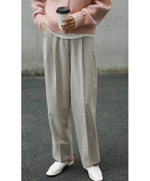chuclla（チュクラ）の「【chuclla】ウール ストレート ワイドパンツ スラックス タックパンツ chw980（その他パンツ・レディース・ライトグレー/ブラウン・S/M）」の12枚目の写真