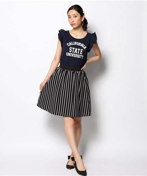 DISCOAT（ディスコート）の「【Discoat】肩フリルロゴT（Tシャツ/カットソー・レディース・オフホワイト/カーキ/ネイビー・ﾌﾘ-）」の7枚目の写真