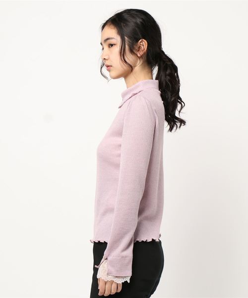 axes femme（アクシーズファム）の「バラモチーフカットＰＯ（Tシャツ/カットソー・レディース・キナリ/ラベンダー/ブラック・MEDIUM）」の4枚目の写真