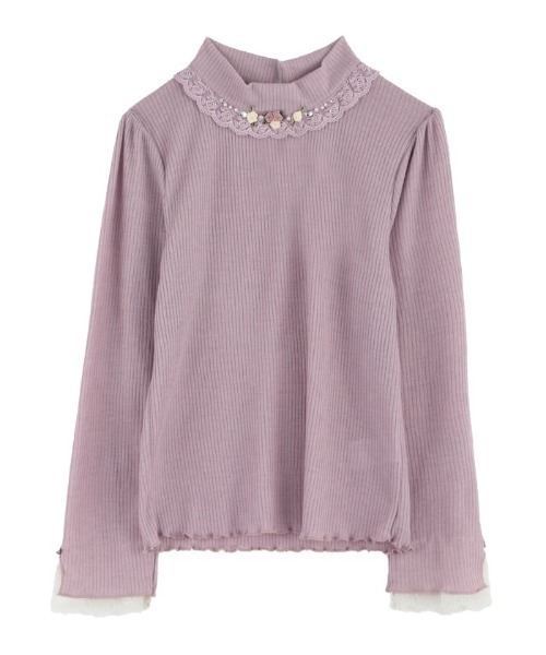 axes femme（アクシーズファム）の「バラモチーフカットＰＯ（Tシャツ/カットソー・レディース・キナリ/ラベンダー/ブラック・MEDIUM）」の3枚目の写真