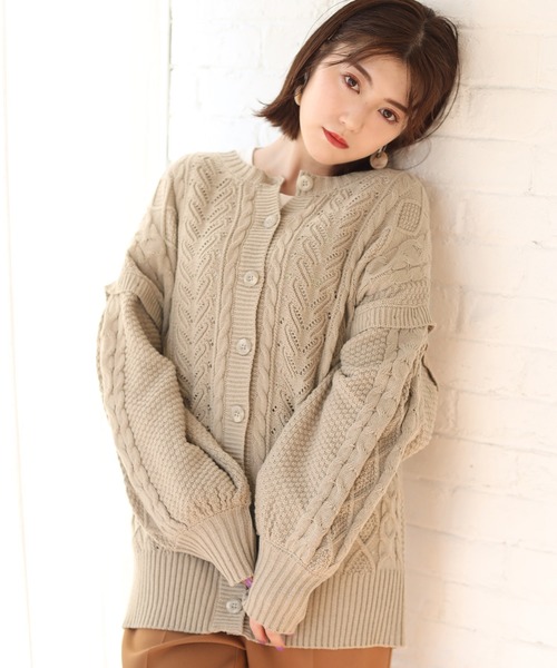 one after another NICE CLAUP（ワンアフターアナザーナイスクラップ）の「袖取り外し4wayカーディガン（カーディガン/ボレロ・レディース・ベージュ/オフホワイト/ブルー/グリーン・FREE）」の5枚目の写真