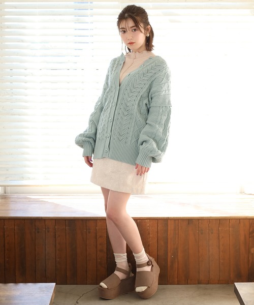 one after another NICE CLAUP（ワンアフターアナザーナイスクラップ）の「袖取り外し4wayカーディガン（カーディガン/ボレロ・レディース・ベージュ/オフホワイト/ブルー/グリーン・FREE）」の18枚目の写真