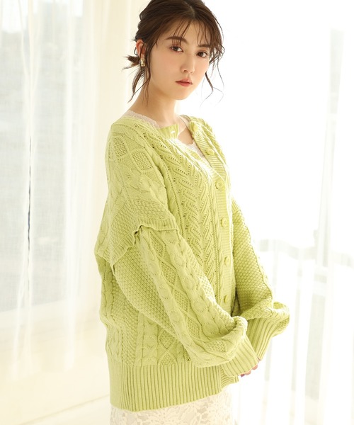 one after another NICE CLAUP（ワンアフターアナザーナイスクラップ）の「袖取り外し4wayカーディガン（カーディガン/ボレロ・レディース・ベージュ/オフホワイト/ブルー/グリーン・FREE）」の15枚目の写真