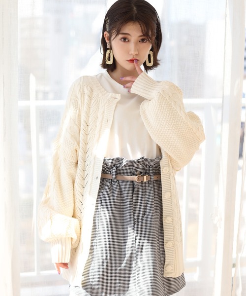 one after another NICE CLAUP（ワンアフターアナザーナイスクラップ）の「袖取り外し4wayカーディガン（カーディガン/ボレロ・レディース・ベージュ/オフホワイト/ブルー/グリーン・FREE）」の21枚目の写真