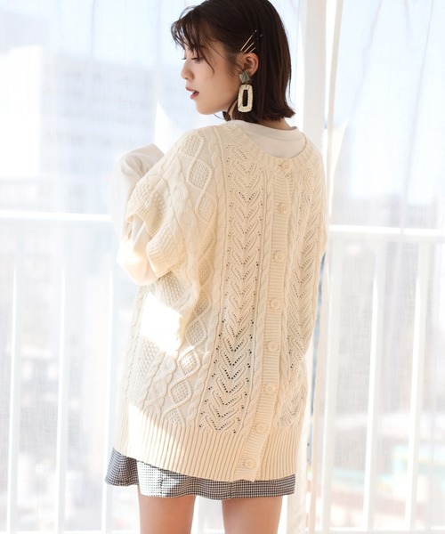 one after another NICE CLAUP（ワンアフターアナザーナイスクラップ）の「袖取り外し4wayカーディガン（カーディガン/ボレロ・レディース・ベージュ/オフホワイト/ブルー/グリーン・FREE）」の20枚目の写真