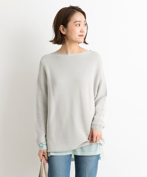 DouDou（ドゥドゥ）の「和紙ホールボートプルオーバー（ニット/セーター・レディース・サックスブルー/ラベンダー/ライトベージュ・FREE）」の3枚目の写真