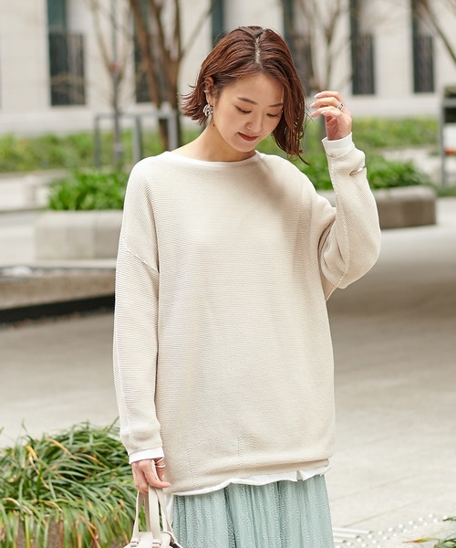 DouDou（ドゥドゥ）の「和紙ホールボートプルオーバー（ニット/セーター・レディース・サックスブルー/ラベンダー/ライトベージュ・FREE）」の2枚目の写真