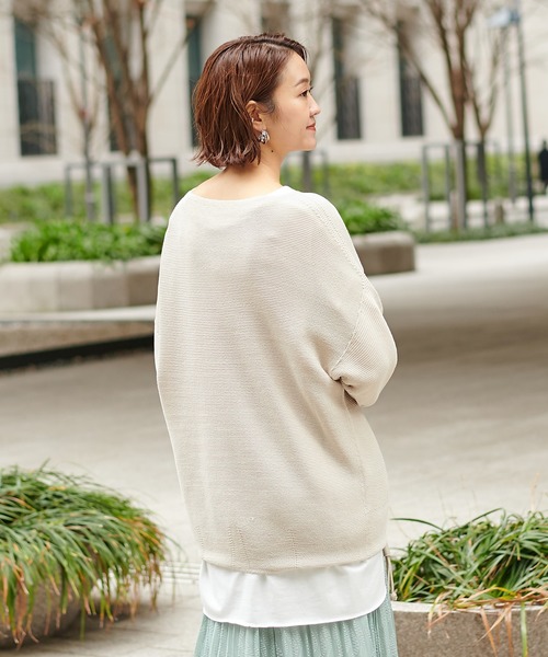 DouDou（ドゥドゥ）の「和紙ホールボートプルオーバー（ニット/セーター・レディース・サックスブルー/ラベンダー/ライトベージュ・FREE）」の8枚目の写真