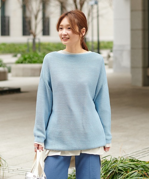 DouDou（ドゥドゥ）の「和紙ホールボートプルオーバー（ニット/セーター・レディース・サックスブルー/ラベンダー/ライトベージュ・FREE）」の14枚目の写真