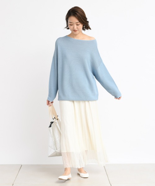 DouDou（ドゥドゥ）の「和紙ホールボートプルオーバー（ニット/セーター・レディース・サックスブルー/ラベンダー/ライトベージュ・FREE）」の15枚目の写真
