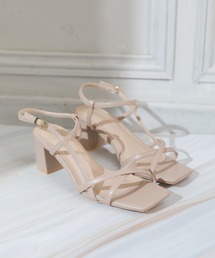 VIVIAN | 【2021年夏新色追加】スクエアトゥ華奢クロスストラップデザインサンダル【ナローストラップサンダル】(サンダル)