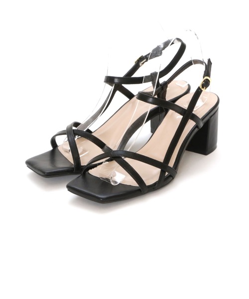 VIVIAN（ヴィヴィアン）の「スクエアトゥ華奢クロスストラップデザインサンダル（サンダル・レディース・ホワイト/ブラック/キャメル/パイソン/ベージュ系その他6/グレー系その他7/ダークブラウン・S/M/L/LL）」の9枚目の写真