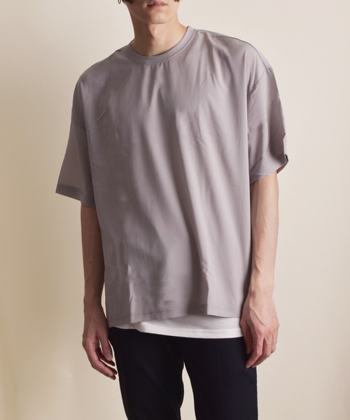VIBGYOR（ヴィブジョー）の「VIBGYOR Select/ストレッチジョーゼットアンサンブルTEE(BI)（Tシャツ/カットソー・メンズ・グリーン/カーキ/グレー/ブラック/ネイビー・MEDIUM/LARGE）」の2枚目の写真