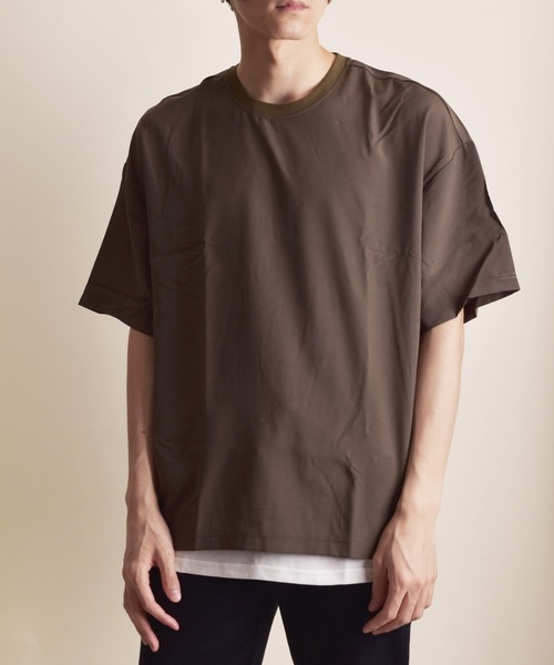VIBGYOR（ヴィブジョー）の「VIBGYOR Select/ストレッチジョーゼットアンサンブルTEE(BI)（Tシャツ/カットソー・メンズ・グリーン/カーキ/グレー/ブラック/ネイビー・MEDIUM/LARGE）」の3枚目の写真