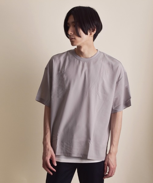 VIBGYOR（ヴィブジョー）の「VIBGYOR Select/ストレッチジョーゼットアンサンブルTEE(BI)（Tシャツ/カットソー・メンズ・グリーン/カーキ/グレー/ブラック/ネイビー・MEDIUM/LARGE）」の9枚目の写真