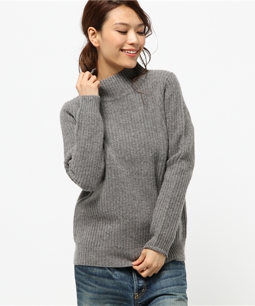 Ray BEAMS（レイビームス）の「Ray BEAMS / 5G 畦編 ハイネック（ニット/セーター・レディース・ネイビー/オフホワイト/シルバー・ONE SIZE）」の3枚目の写真