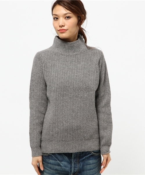 Ray BEAMS（レイビームス）の「Ray BEAMS / 5G 畦編 ハイネック（ニット/セーター・レディース・ネイビー/オフホワイト/シルバー・ONE SIZE）」の8枚目の写真