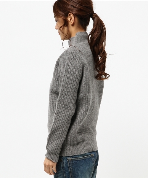 Ray BEAMS（レイビームス）の「Ray BEAMS / 5G 畦編 ハイネック（ニット/セーター・レディース・ネイビー/オフホワイト/シルバー・ONE SIZE）」の9枚目の写真