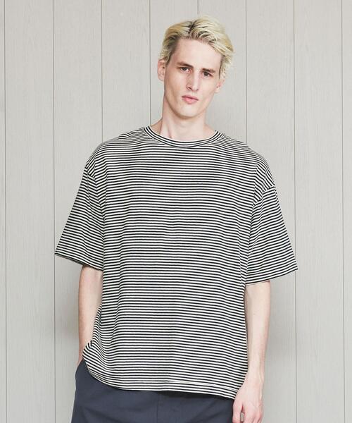 H　BEAUTY&YOUTH UNITED ARROWS（エイチビューティーアンドユースユナイテッドアローズ）の「＜H＞COTTON LINEN BORDER T-SHIRT/Tシャツ（Tシャツ/カットソー・メンズ・ダークグリーン/ピンク/オレンジ・LARGE/SMALL/MEDIUM）」の16枚目の写真