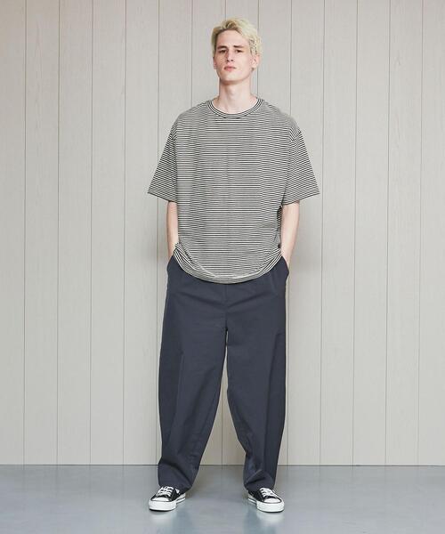 H　BEAUTY&YOUTH UNITED ARROWS（エイチビューティーアンドユースユナイテッドアローズ）の「＜H＞COTTON LINEN BORDER T-SHIRT/Tシャツ（Tシャツ/カットソー・メンズ・ダークグリーン/ピンク/オレンジ・LARGE/SMALL/MEDIUM）」の18枚目の写真