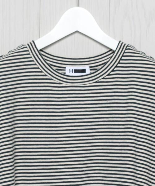 H　BEAUTY&YOUTH UNITED ARROWS（エイチビューティーアンドユースユナイテッドアローズ）の「＜H＞COTTON LINEN BORDER T-SHIRT/Tシャツ（Tシャツ/カットソー・メンズ・ダークグリーン/ピンク/オレンジ・LARGE/SMALL/MEDIUM）」の10枚目の写真