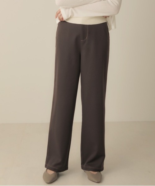 Bab（バブ）の「【WEB限定】セットアップ対応可◆配色ステッチセミワイドパンツ（その他パンツ・レディース・ダークブラウン/ベージュ/モカ・38）」の2枚目の写真