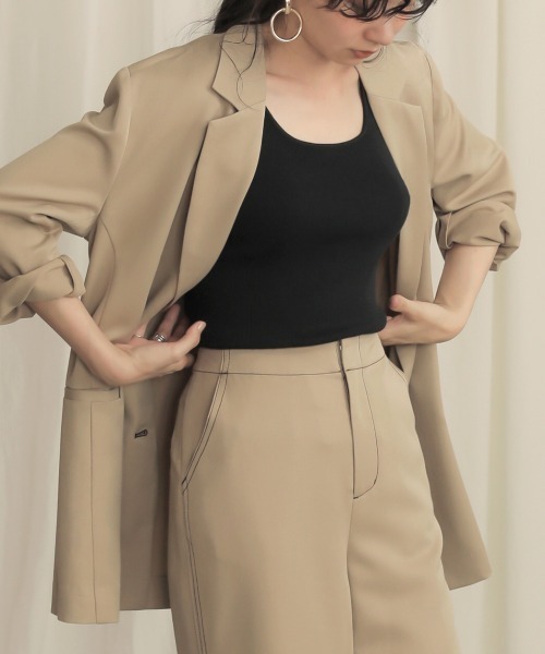 Bab（バブ）の「【WEB限定】セットアップ対応可◆配色ステッチセミワイドパンツ（その他パンツ・レディース・ダークブラウン/ベージュ/モカ・38）」の9枚目の写真