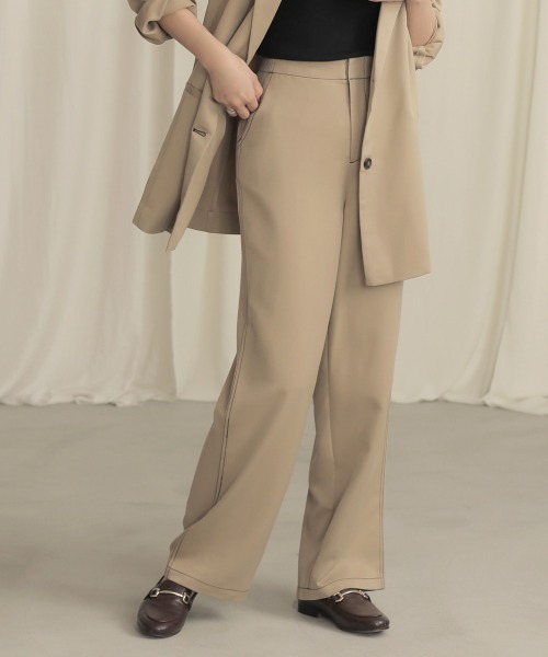 Bab（バブ）の「【WEB限定】セットアップ対応可◆配色ステッチセミワイドパンツ（その他パンツ・レディース・ダークブラウン/ベージュ/モカ・38）」の10枚目の写真