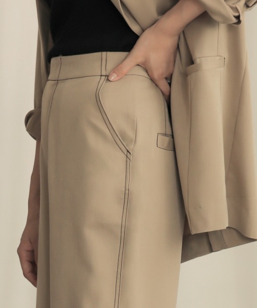 Bab（バブ）の「【WEB限定】セットアップ対応可◆配色ステッチセミワイドパンツ（その他パンツ・レディース・ダークブラウン/ベージュ/モカ・38）」の12枚目の写真