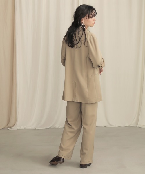 Bab（バブ）の「【WEB限定】セットアップ対応可◆配色ステッチセミワイドパンツ（その他パンツ・レディース・ダークブラウン/ベージュ/モカ・38）」の14枚目の写真