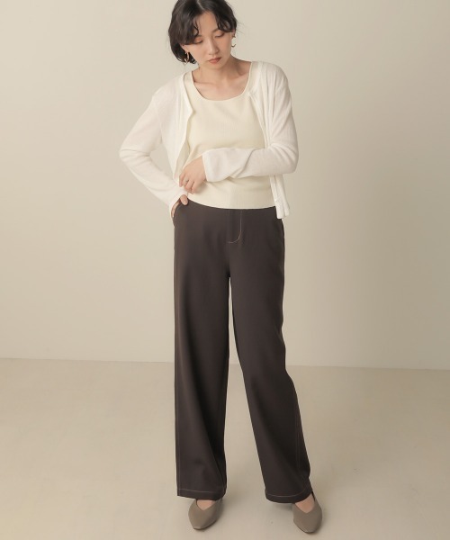 Bab（バブ）の「【WEB限定】セットアップ対応可◆配色ステッチセミワイドパンツ（その他パンツ・レディース・ダークブラウン/ベージュ/モカ・38）」の15枚目の写真