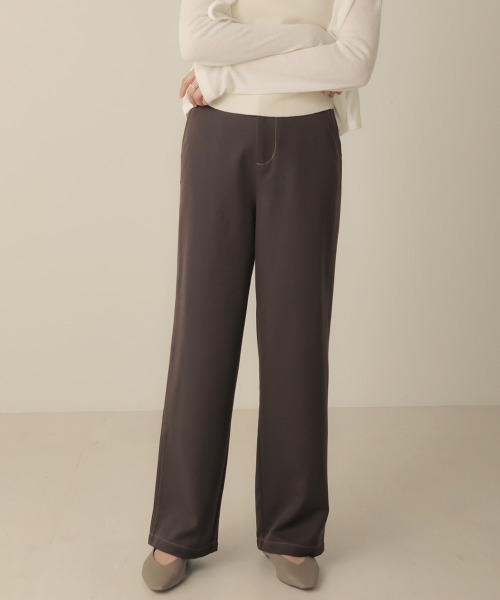 Bab（バブ）の「【WEB限定】セットアップ対応可◆配色ステッチセミワイドパンツ（その他パンツ・レディース・ダークブラウン/ベージュ/モカ・38）」の16枚目の写真