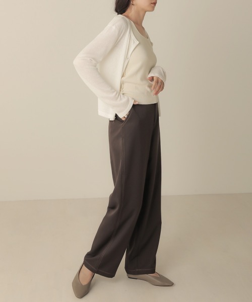 Bab（バブ）の「【WEB限定】セットアップ対応可◆配色ステッチセミワイドパンツ（その他パンツ・レディース・ダークブラウン/ベージュ/モカ・38）」の19枚目の写真