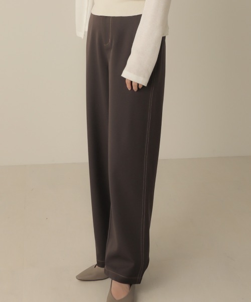 Bab（バブ）の「【WEB限定】セットアップ対応可◆配色ステッチセミワイドパンツ（その他パンツ・レディース・ダークブラウン/ベージュ/モカ・38）」の22枚目の写真