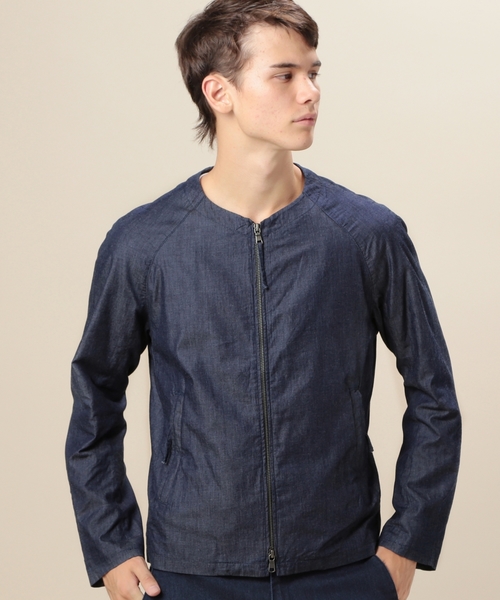 BEAUTY&YOUTH UNITED ARROWS（ビューティーアンドユースユナイテッドアローズ）の「BY デニム ノーカラー　ライダース ◆（ノーカラージャケット・メンズ・ライトブルー/ネイビー・X-LARGE/SMALL/MEDIUM/LARGE）」の2枚目の写真