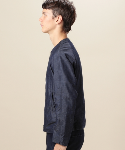 BEAUTY&YOUTH UNITED ARROWS（ビューティーアンドユースユナイテッドアローズ）の「BY デニム ノーカラー　ライダース ◆（ノーカラージャケット・メンズ・ライトブルー/ネイビー・X-LARGE/SMALL/MEDIUM/LARGE）」の4枚目の写真