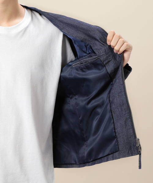 BEAUTY&YOUTH UNITED ARROWS（ビューティーアンドユースユナイテッドアローズ）の「BY デニム ノーカラー　ライダース ◆（ノーカラージャケット・メンズ・ライトブルー/ネイビー・X-LARGE/SMALL/MEDIUM/LARGE）」の5枚目の写真