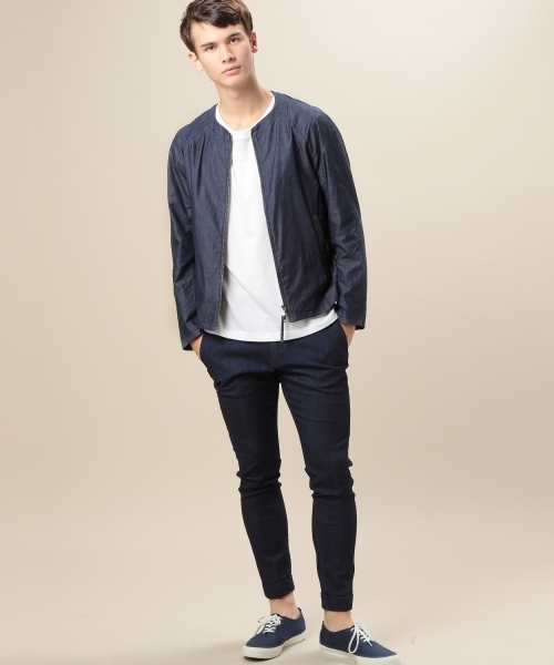 BEAUTY&YOUTH UNITED ARROWS（ビューティーアンドユースユナイテッドアローズ）の「BY デニム ノーカラー　ライダース ◆（ノーカラージャケット・メンズ・ライトブルー/ネイビー・X-LARGE/SMALL/MEDIUM/LARGE）」の9枚目の写真