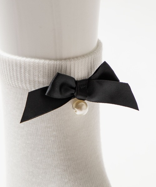 WEGO（ウィゴー）の「WEGO/リボンパールソックス（ソックス/靴下・レディース・ホワイト/ブラック・FREE）」の9枚目の写真