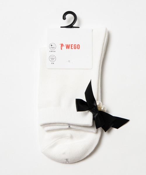 WEGO（ウィゴー）の「WEGO/リボンパールソックス（ソックス/靴下・レディース・ホワイト/ブラック・FREE）」の5枚目の写真
