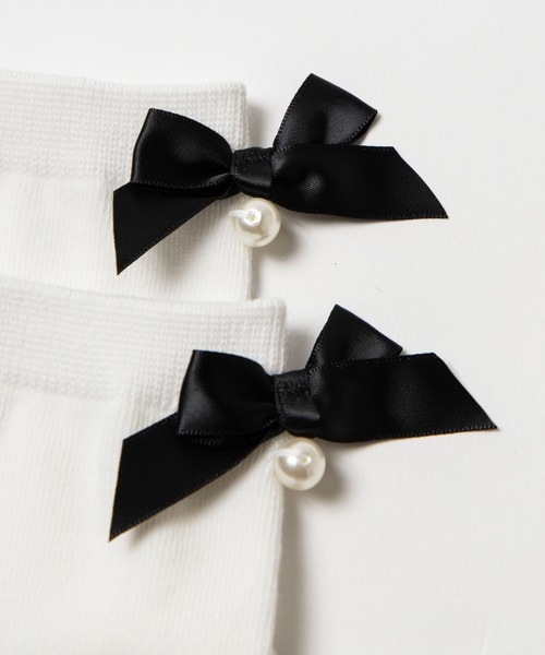 WEGO（ウィゴー）の「WEGO/リボンパールソックス（ソックス/靴下・レディース・ホワイト/ブラック・FREE）」の6枚目の写真