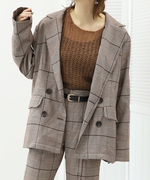 PairPair(ペアペア)の「チェックダブルジャケット(セットアップ)(テーラードジャケット・レディース・ブラウン・FREE)」の3枚目の写真
