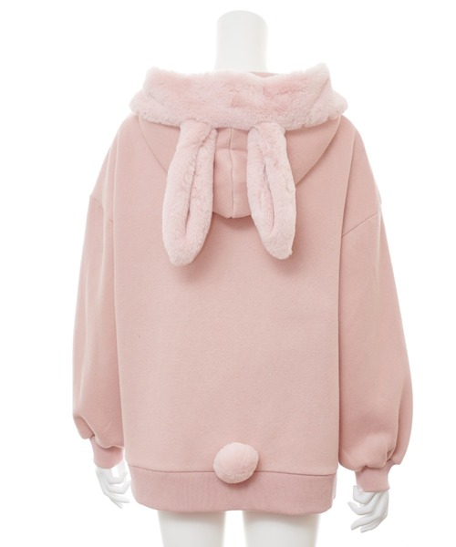secrethoney うさ耳ファー裏起毛パーカー ピンク Secret Honey（シークレットハニー）の「うさ耳ファー裏起毛