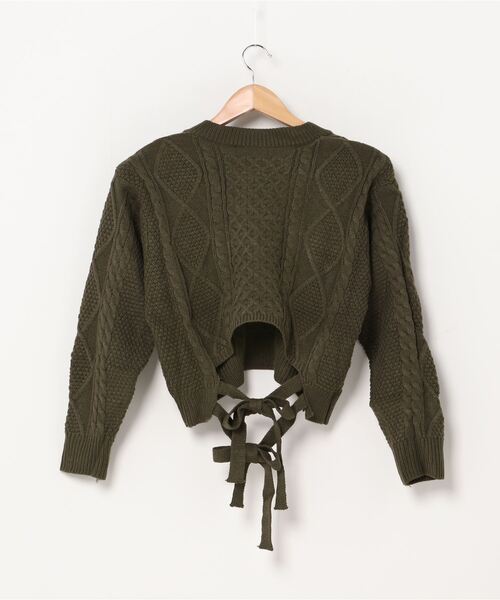 WEGO（ウィゴー）の「WEGO/バックリボンVネックセーター（ニット/セーター・レディース・ブラック/カーキ/アイボリー・FREE）」の12枚目の写真