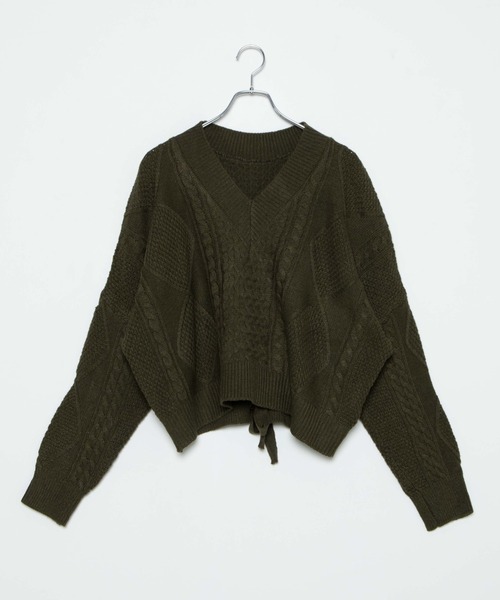 WEGO（ウィゴー）の「WEGO/バックリボンVネックセーター（ニット/セーター・レディース・ブラック/カーキ/アイボリー・FREE）」の21枚目の写真