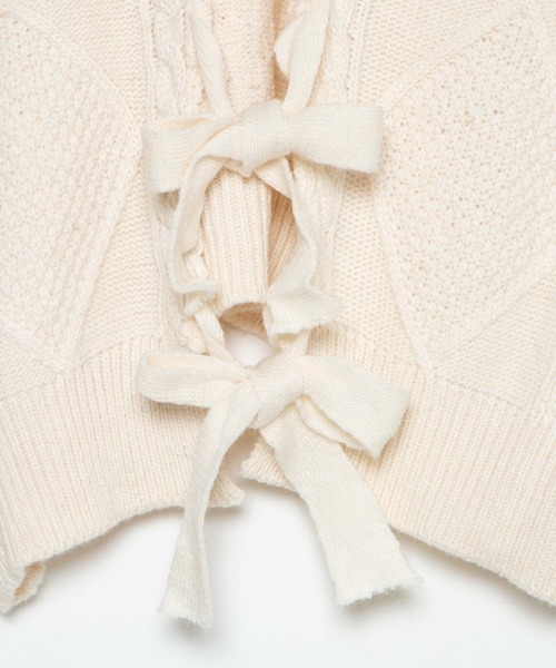 WEGO（ウィゴー）の「WEGO/バックリボンVネックセーター（ニット/セーター・レディース・ブラック/カーキ/アイボリー・FREE）」の15枚目の写真