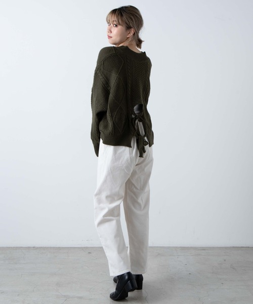 WEGO（ウィゴー）の「WEGO/バックリボンVネックセーター（ニット/セーター・レディース・ブラック/カーキ/アイボリー・FREE）」の16枚目の写真