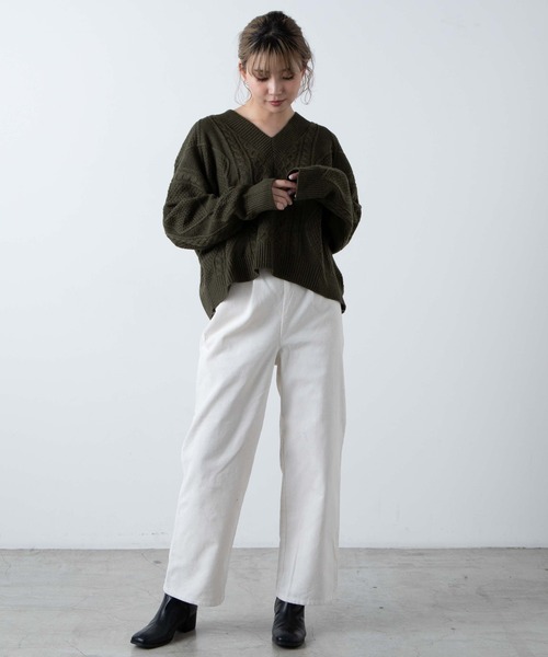 WEGO（ウィゴー）の「WEGO/バックリボンVネックセーター（ニット/セーター・レディース・ブラック/カーキ/アイボリー・FREE）」の10枚目の写真